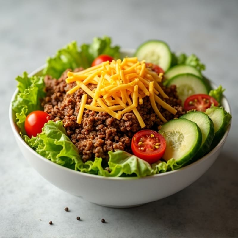 Crispy Ground Beef and Cheddar Salad Bowl