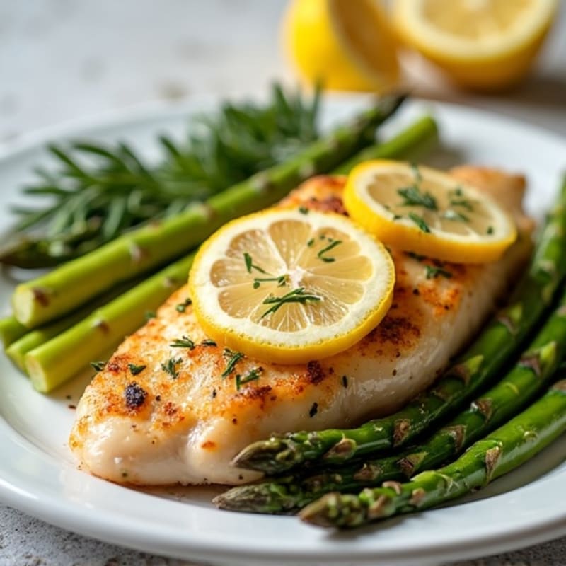 Crispy Lemon-Herb Baked Chicken with Roasted Asparagus