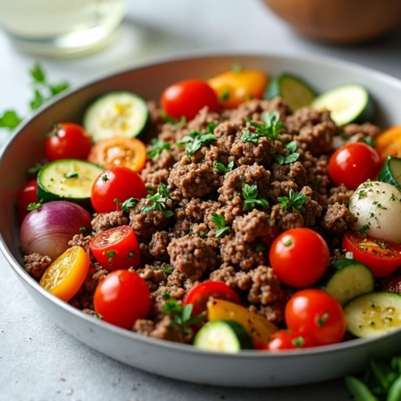 Herb-Seasoned Lean Ground Beef Skillet with Roasted Vegetables