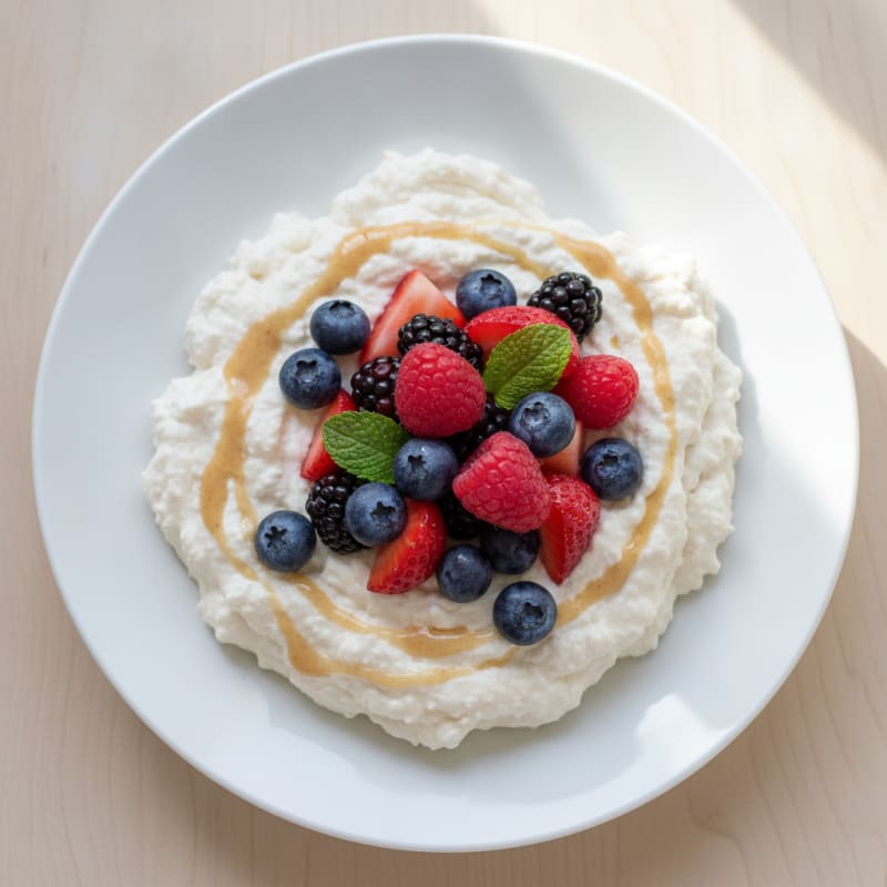 Silky Greek Yogurt Protein Mousse with Mixed Berries