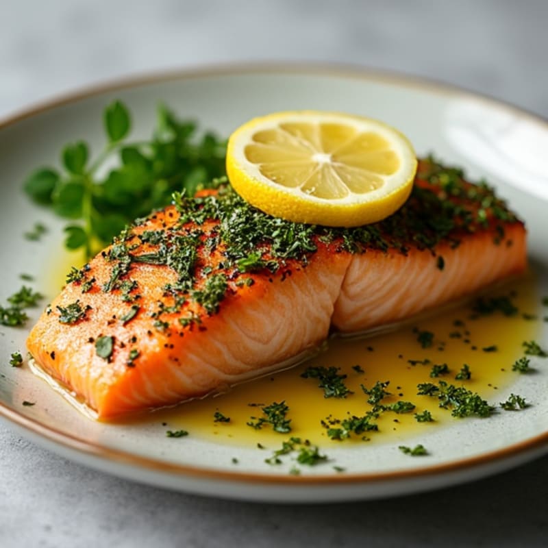 Herb-Crusted Pan Seared Salmon with Lemon