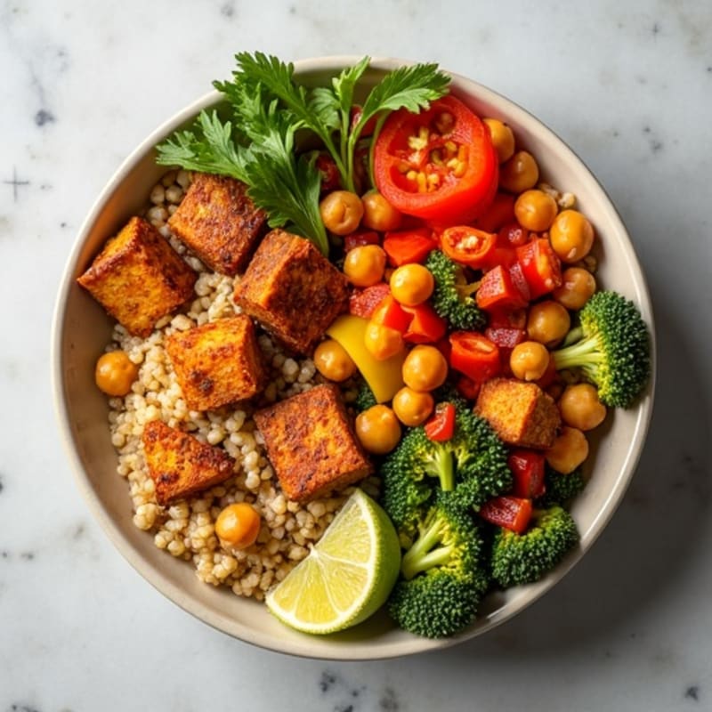 Crispy Tofu and Roasted Vegetable Power Bowl