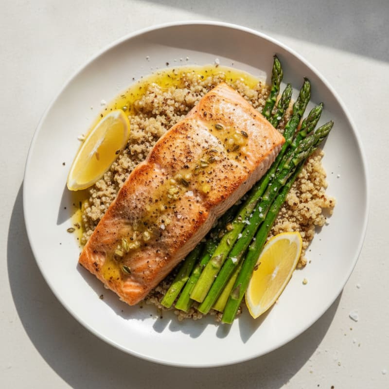 Lemon Herb Roasted Salmon with Asparagus