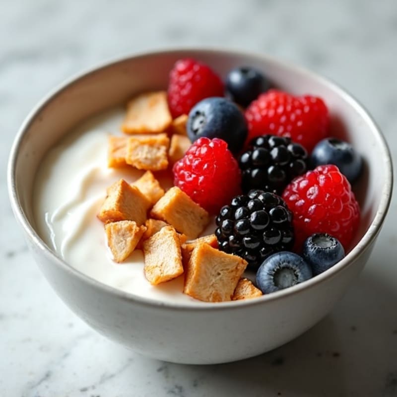 Creamy Greek Yogurt Protein Bowl with Chopped Chicken and Berries