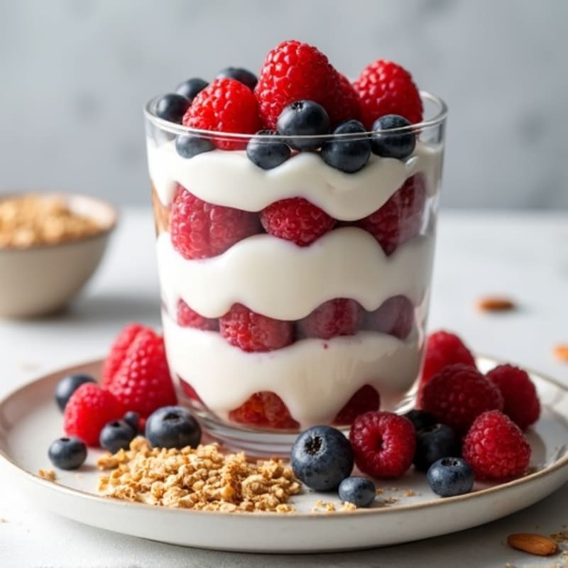 Creamy Greek Yogurt Parfait with Mixed Berries and Almonds