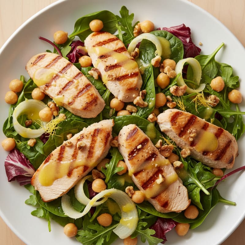 Grilled Turkey Breast Salad with Chickpeas and Shaved Fennel