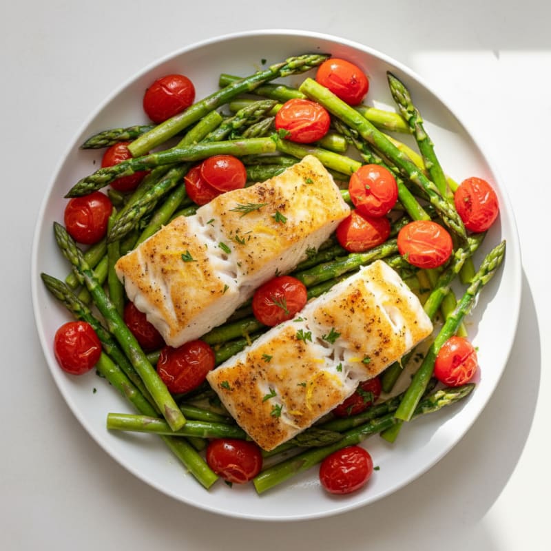 Lemon Herb Baked Cod with Asparagus