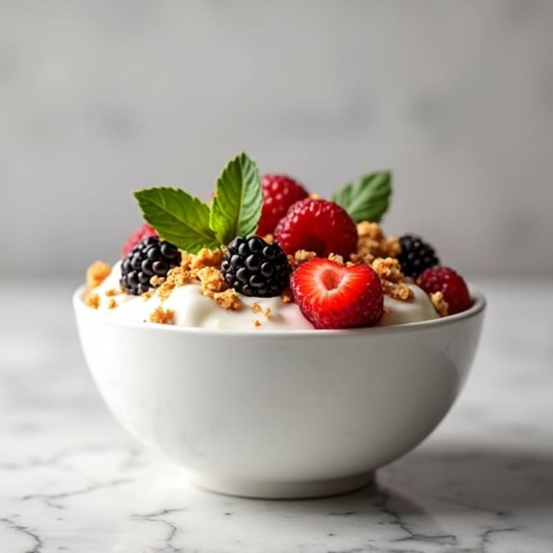 Creamy Greek Yogurt Bowl with Fresh Berries and Crunchy Granola