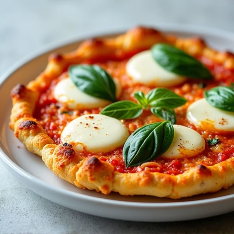 Crispy Cauliflower Crust Pizza with Fresh Mozzarella and Basil