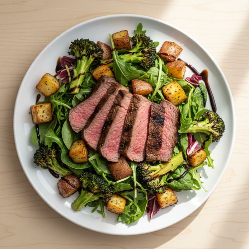 Grilled Steak Salad with Roasted Potatoes and Broccoli