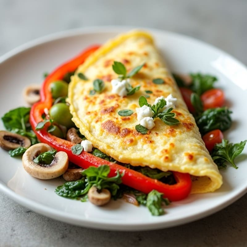 Fluffy Egg White Omelet with Roasted Vegetables