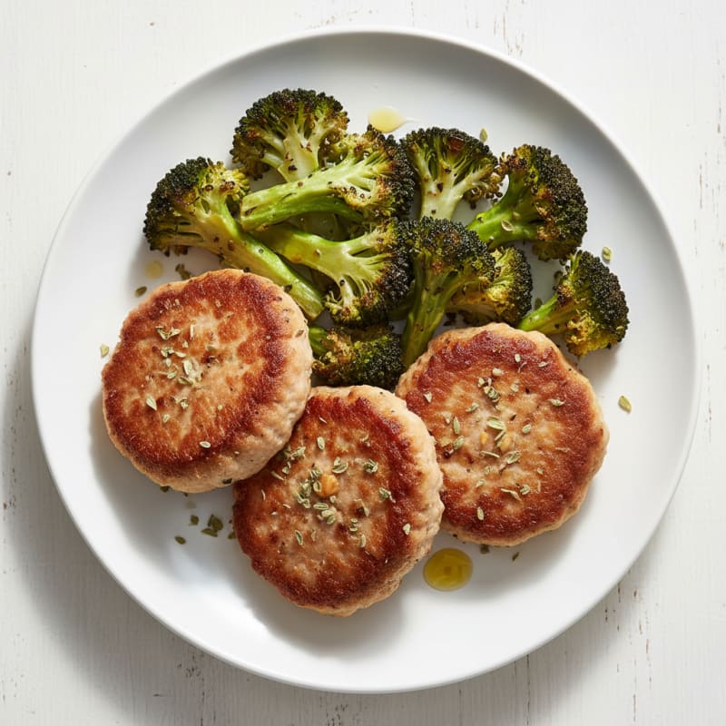Seared Turkey Patties with Roasted Broccoli