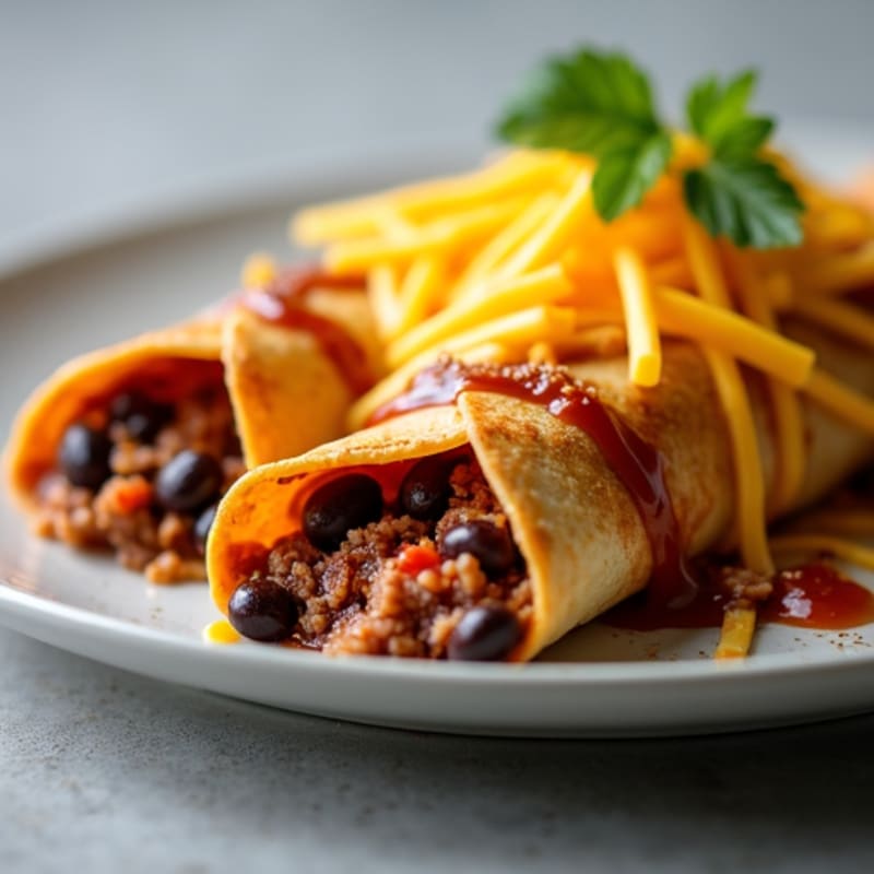 Black Bean and Ground Beef Enchiladas with Melted Cheese