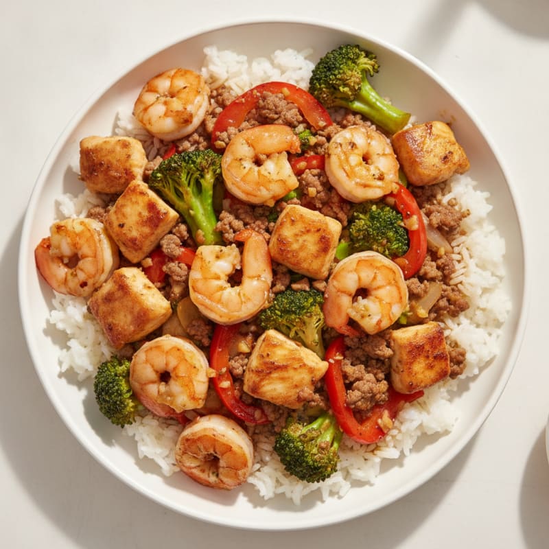 Garlic Shrimp, Beef, and Chicken Stir-Fry
