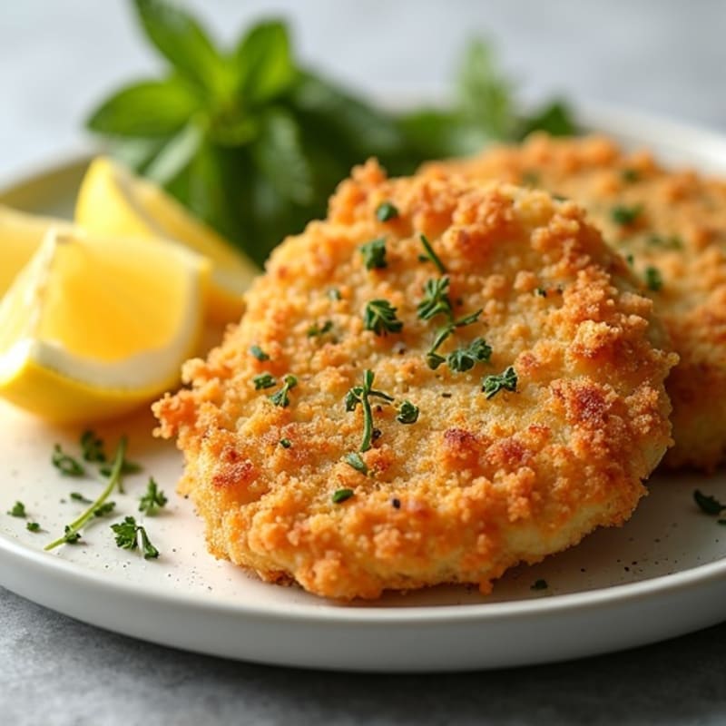 Crispy Herb-Crusted Chicken Cutlets with Lemon