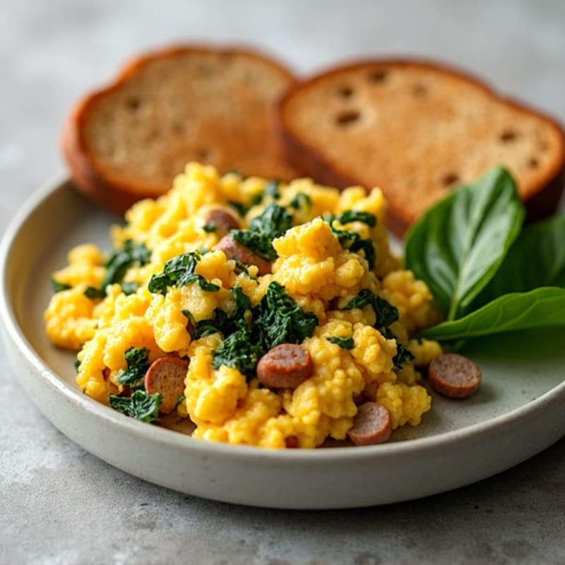 Egg White Scramble with Spinach, Turkey Sausage & Toast