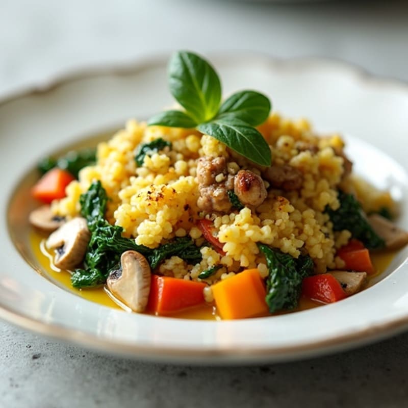 Egg White and Turkey Veggie Scramble with Spinach