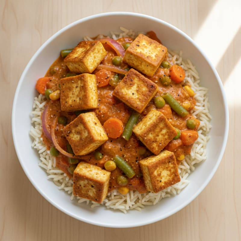 Tofu Vegetable Curry with Basmati Rice