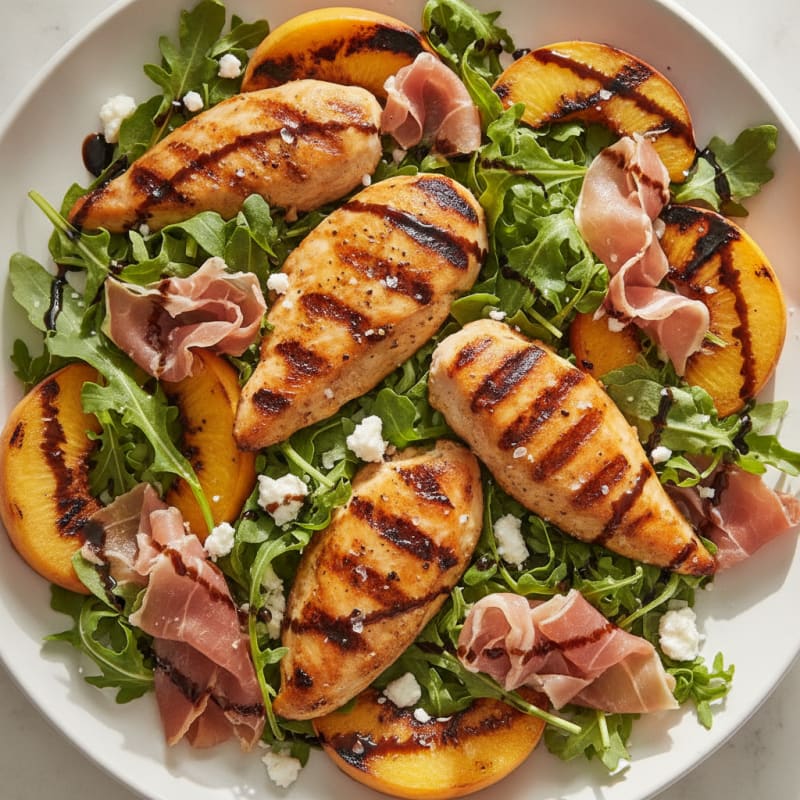 Grilled Peach and Prosciutto Salad