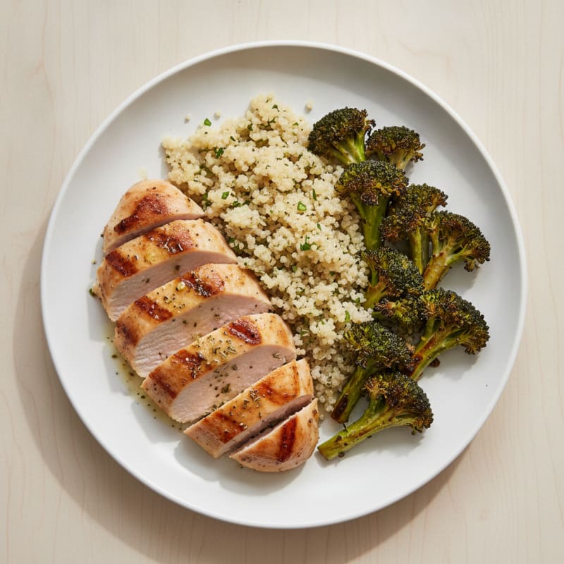 Grilled Turkey Breast with Quinoa and Roasted Broccoli