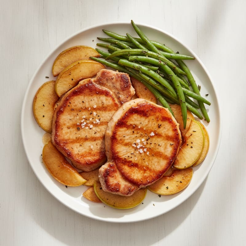 Pan-Seared Pork Chops with Roasted Apples