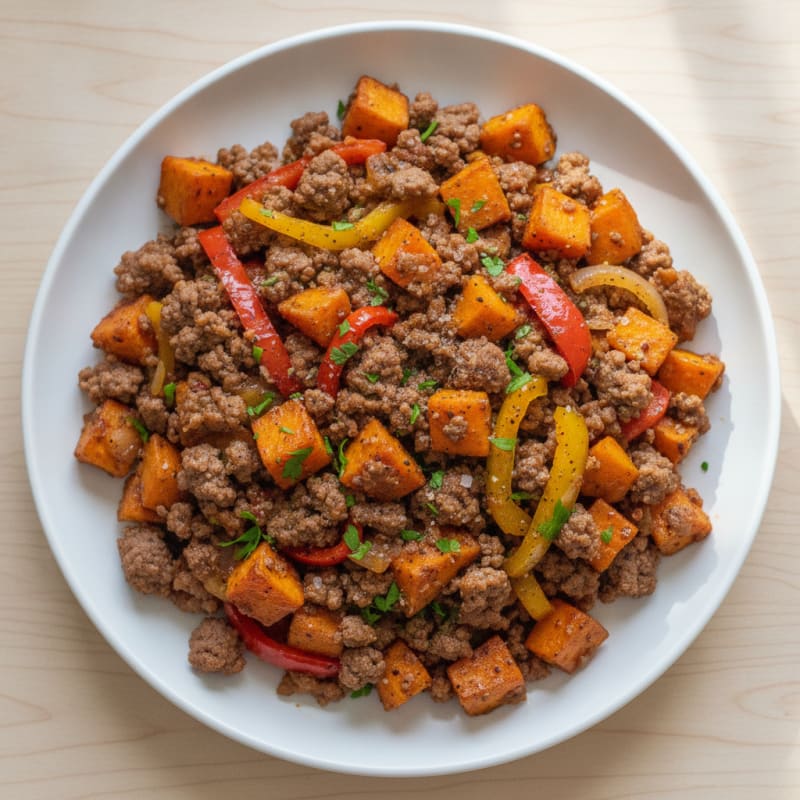 Ground Beef and Sweet Potato Skillet