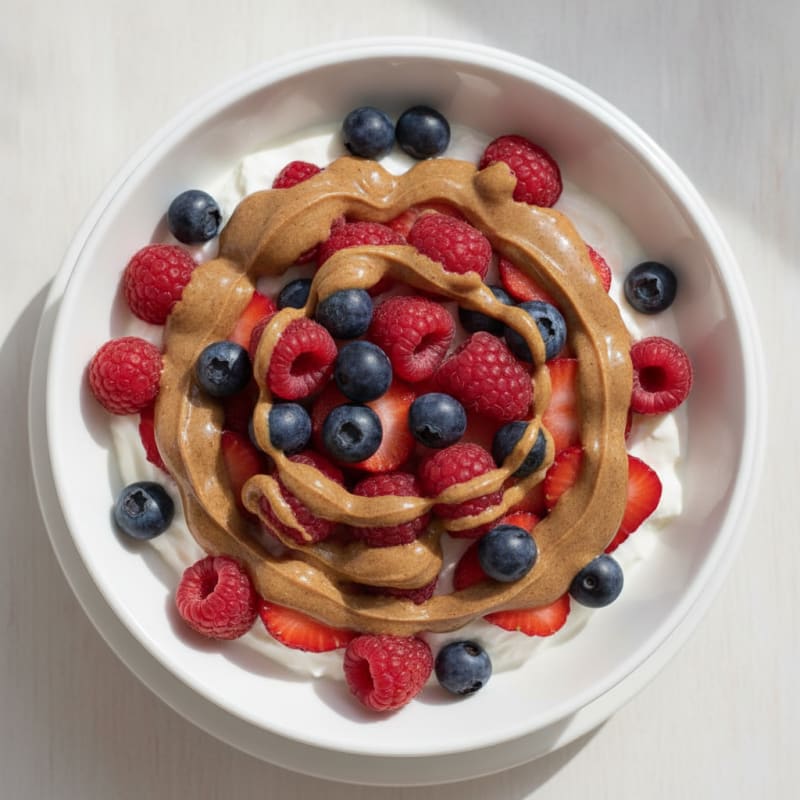 Greek Yogurt Protein Bowl with Mixed Berries and Almond Butter