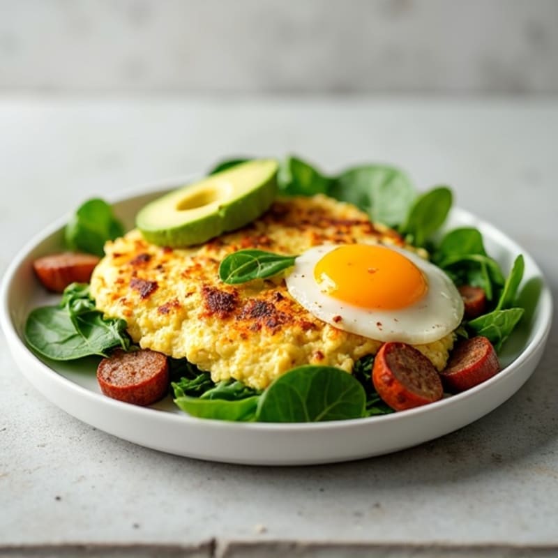 Egg White Scramble with Turkey Sausage and Spinach