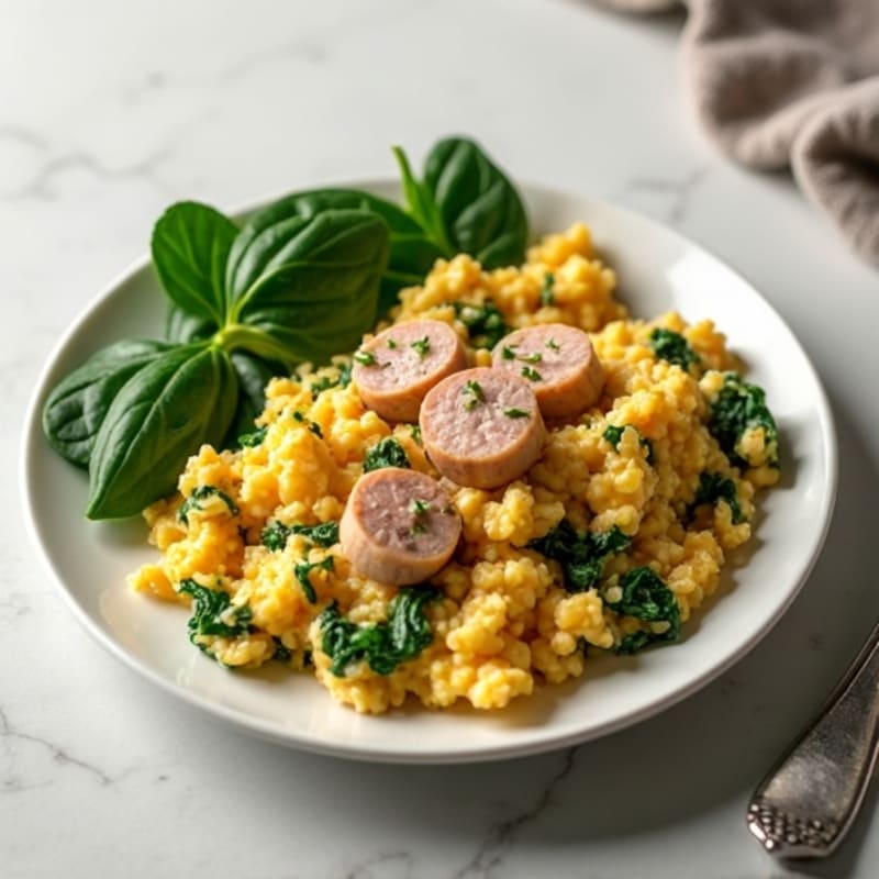 Egg White and Turkey Sausage Scramble with Spinach