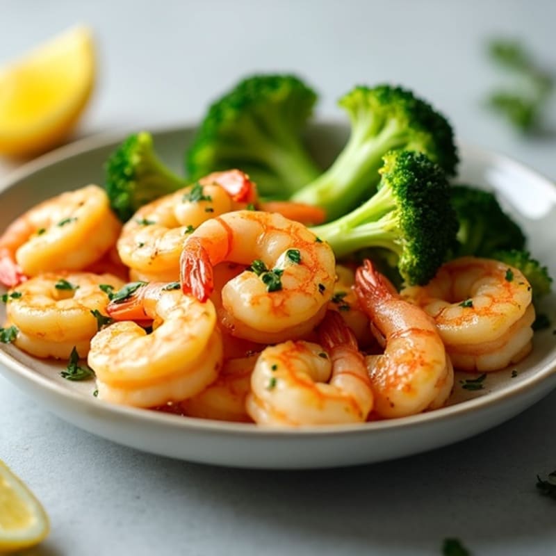 Lemon Garlic Shrimp with Steamed Broccoli