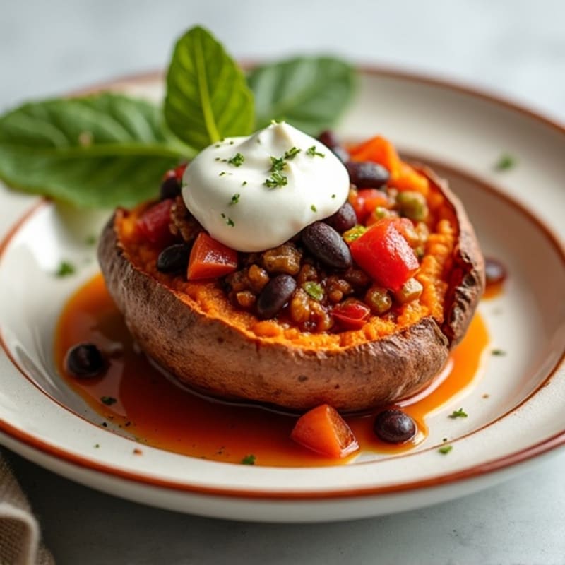 Lean Turkey Chili Loaded Sweet Potato Skins