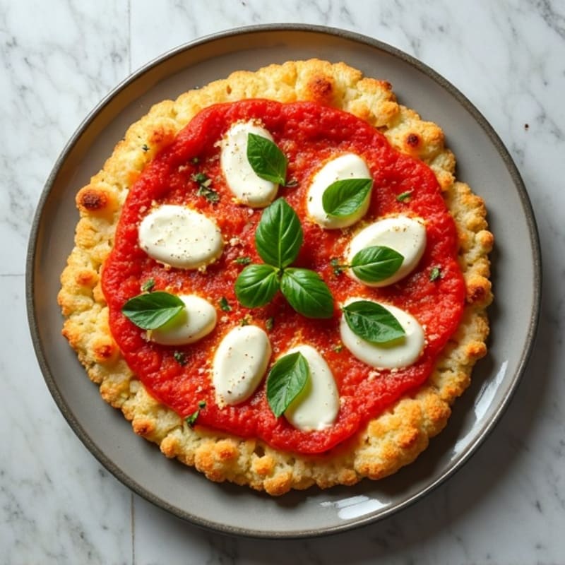 Cauliflower Crust Margherita Pizza with Fresh Basil