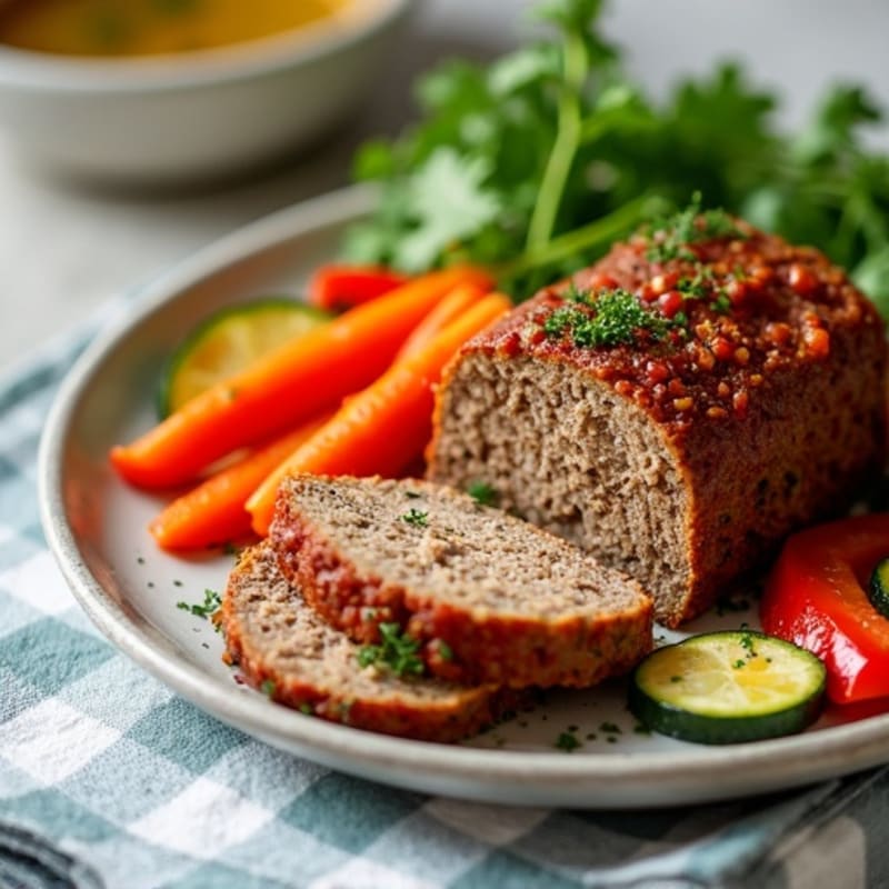 Healthy Ground Beef Meatloaf with Roasted Vegetables