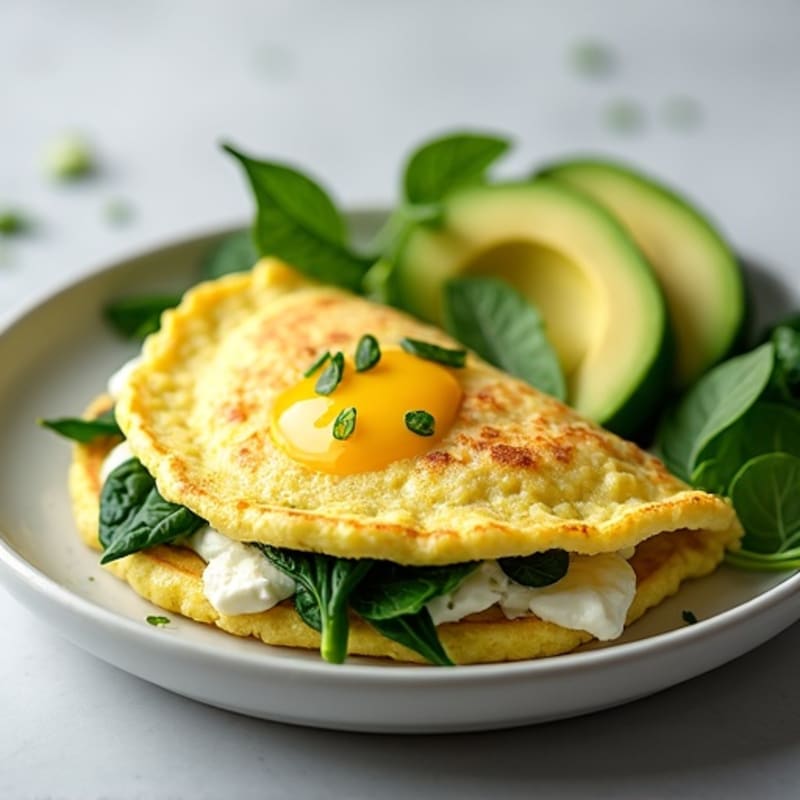 Egg White Spinach Omelet with Cottage Cheese