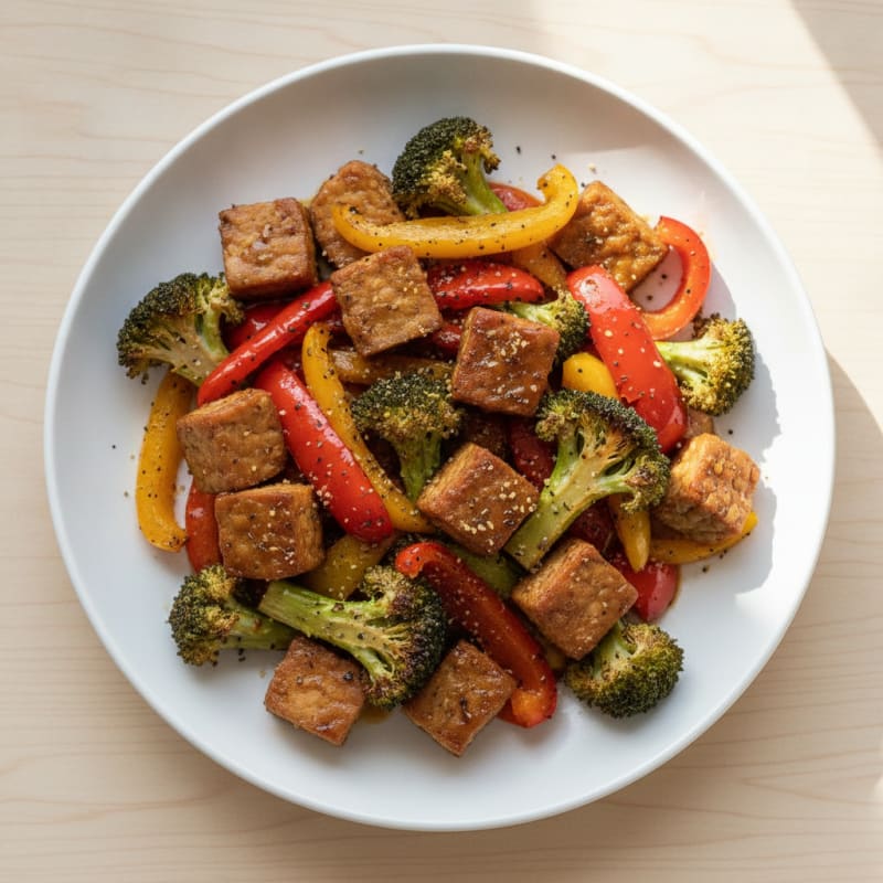 Maple-Glazed Tempeh with Roasted Vegetables