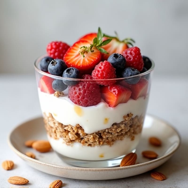 Creamy Greek Yogurt Parfait with Mixed Berries and Toasted Almonds