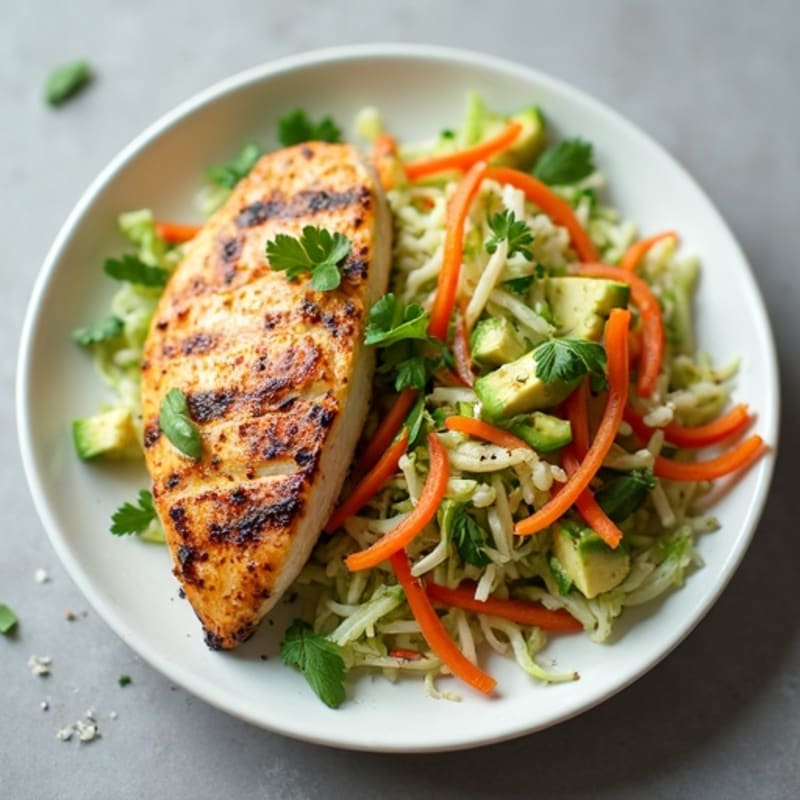 Grilled Chicken Breast with Crunchy Cabbage Slaw