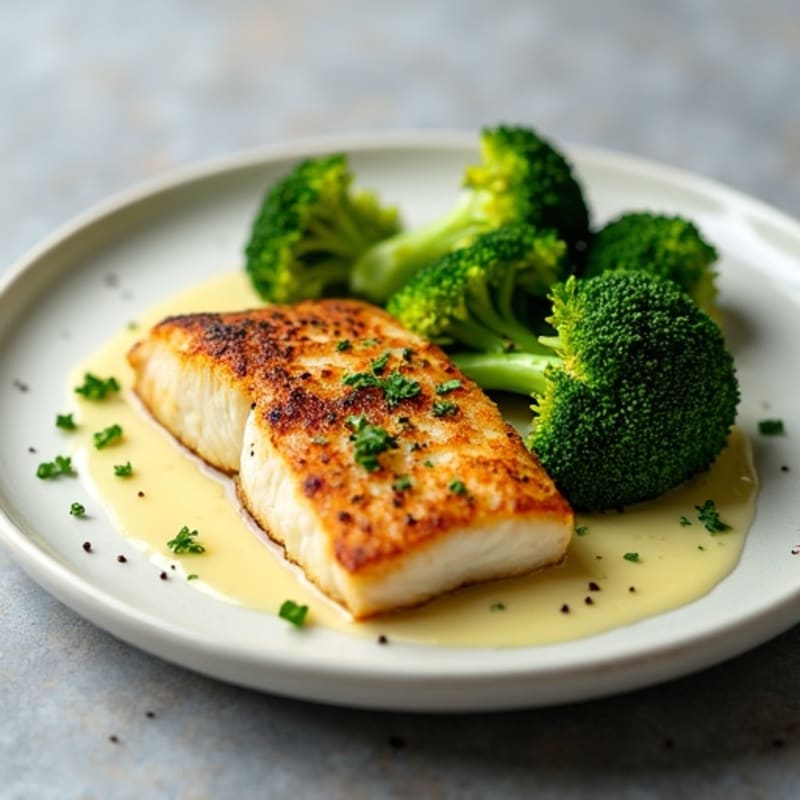 Seared Tilapia with Steamed Broccoli and Lemon