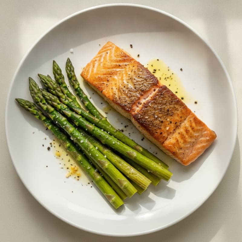 Pan-Seared Salmon with Roasted Asparagus