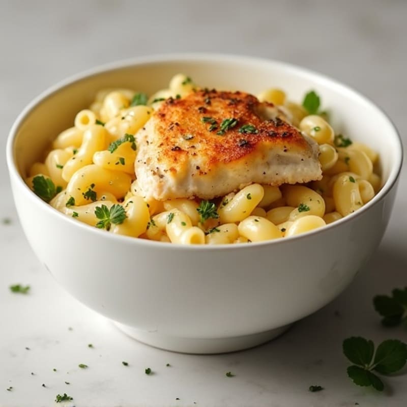 Creamy Cauliflower Mac Bake with Roasted Chicken