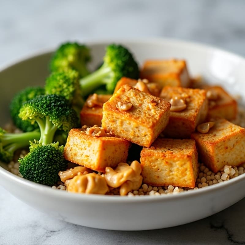 Crispy Peanut Tofu with Roasted Broccoli