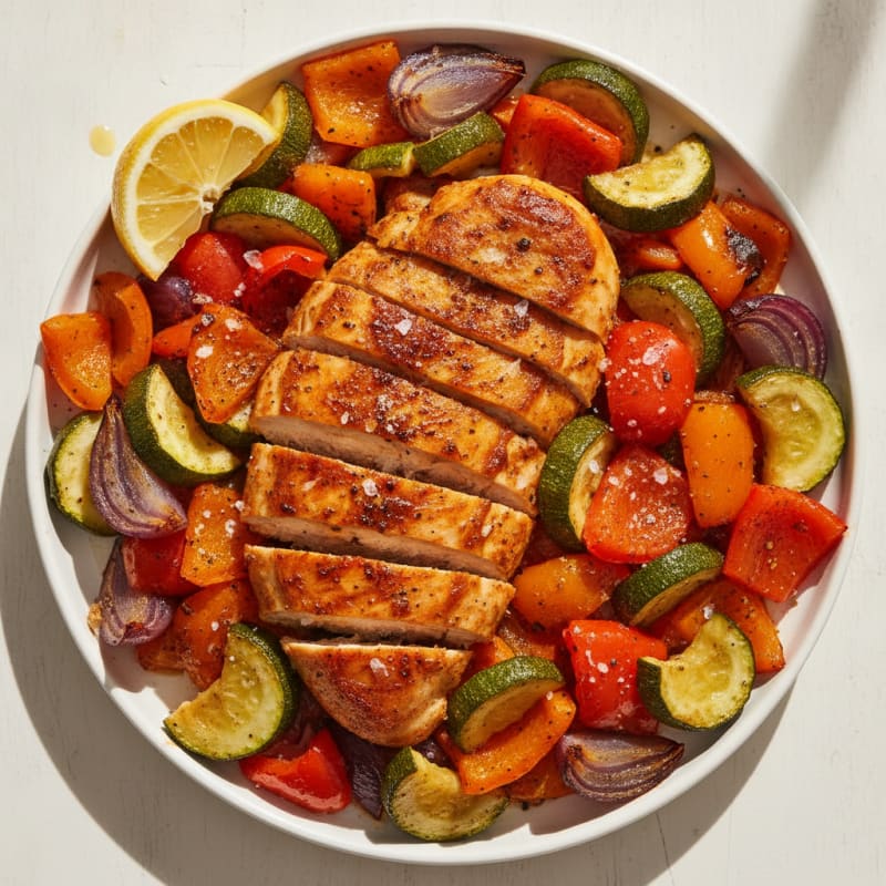 Spicy Harissa Chicken with Roasted Vegetables