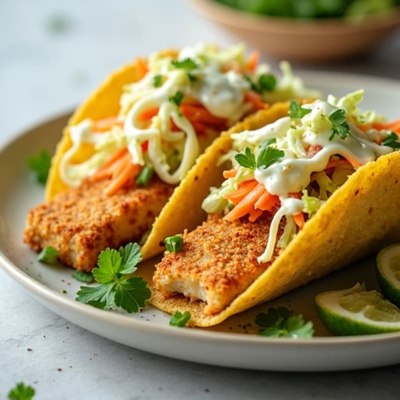 Crispy Baked Fish Tacos with Fresh Cabbage Slaw
