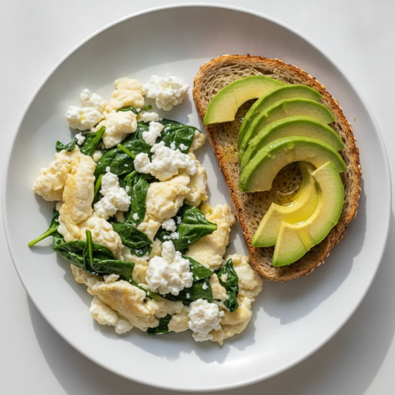 Scrambled Egg Whites with Spinach and Cottage Cheese