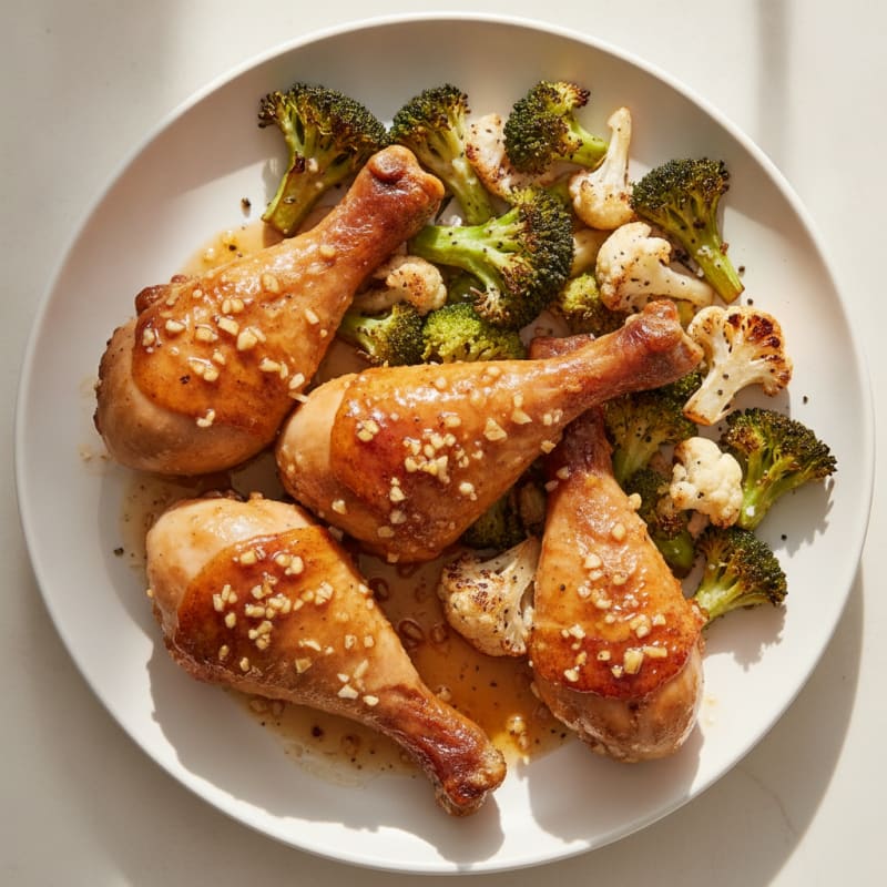 Honey-Garlic Chicken Drumsticks with Roasted Vegetables