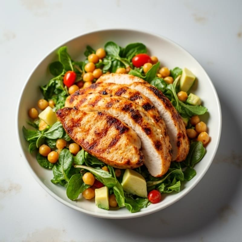 Grilled Turkey Breast Salad with Chickpeas and Crunchy Vegetables