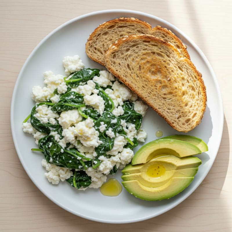 Scrambled Egg Whites with Cottage Cheese and Spinach