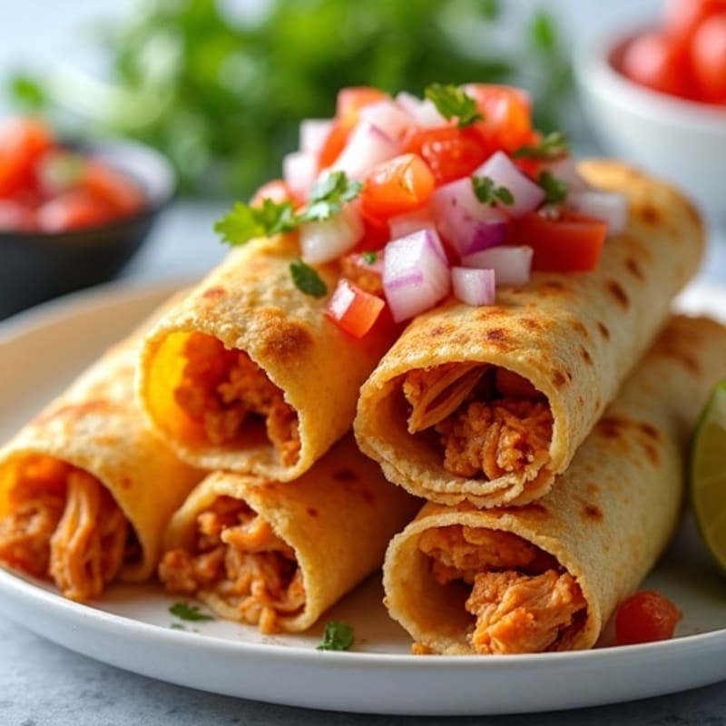 Crispy Baked Chicken Taquitos with Fresh Salsa