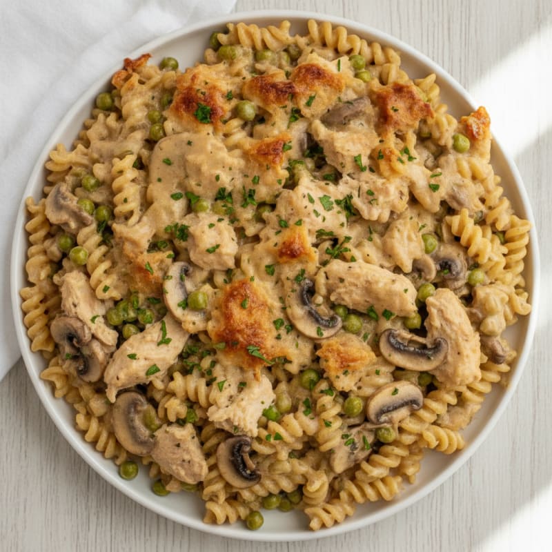 Chicken Noodle Bake with Creamy Mushroom Sauce