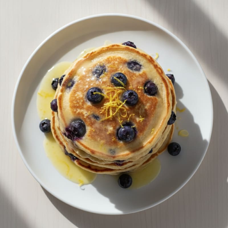 High-Protein Blueberry Ricotta Pancakes with Lemon Zest